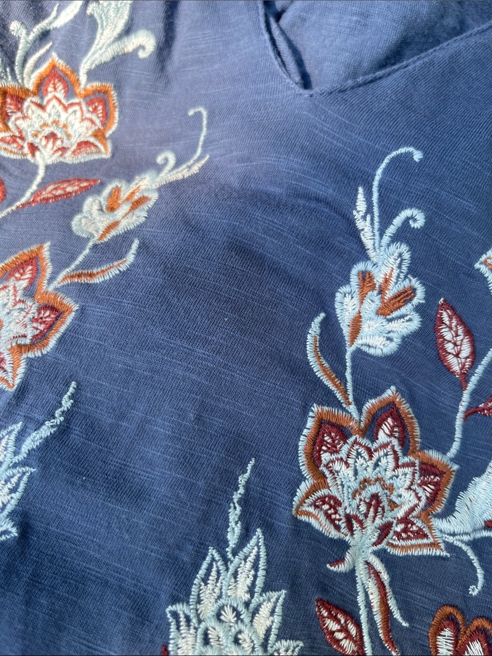 Cupio Blue Floral Embroidered Peasant Top dress  XL - Picture 10 of 10